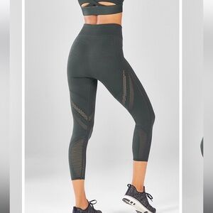 Fabletics SculptKnit High-Waisted Mesh Capri Charcoal
